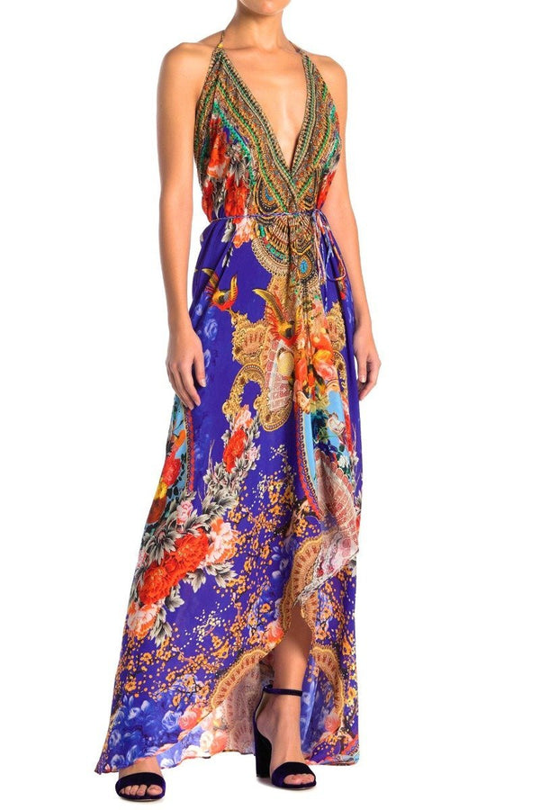  blue color maxi dress, Shahida Parides, beach maxi dress, long summer dresses, backless maxi dress,