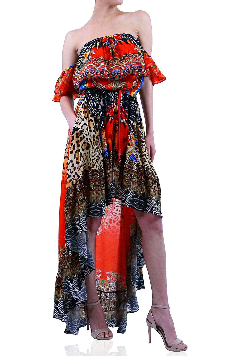  burnt orange long formal dresses, high and low cocktail dresses, plunging v neck formal dress, Shahida Parides,