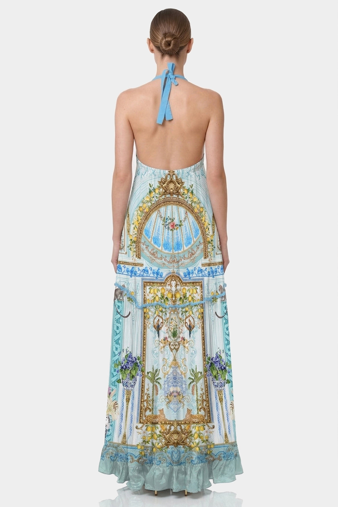 womens halter maxi dress Designer Halter Dress With Low Back