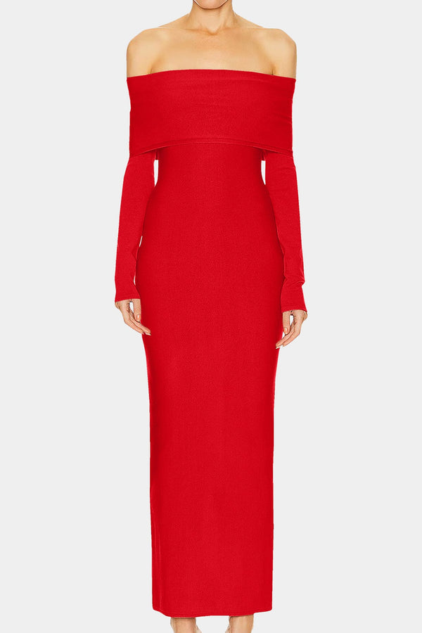  Off shoulder dresses, long red dress, Shahida Parides, fall maxi dresses, 