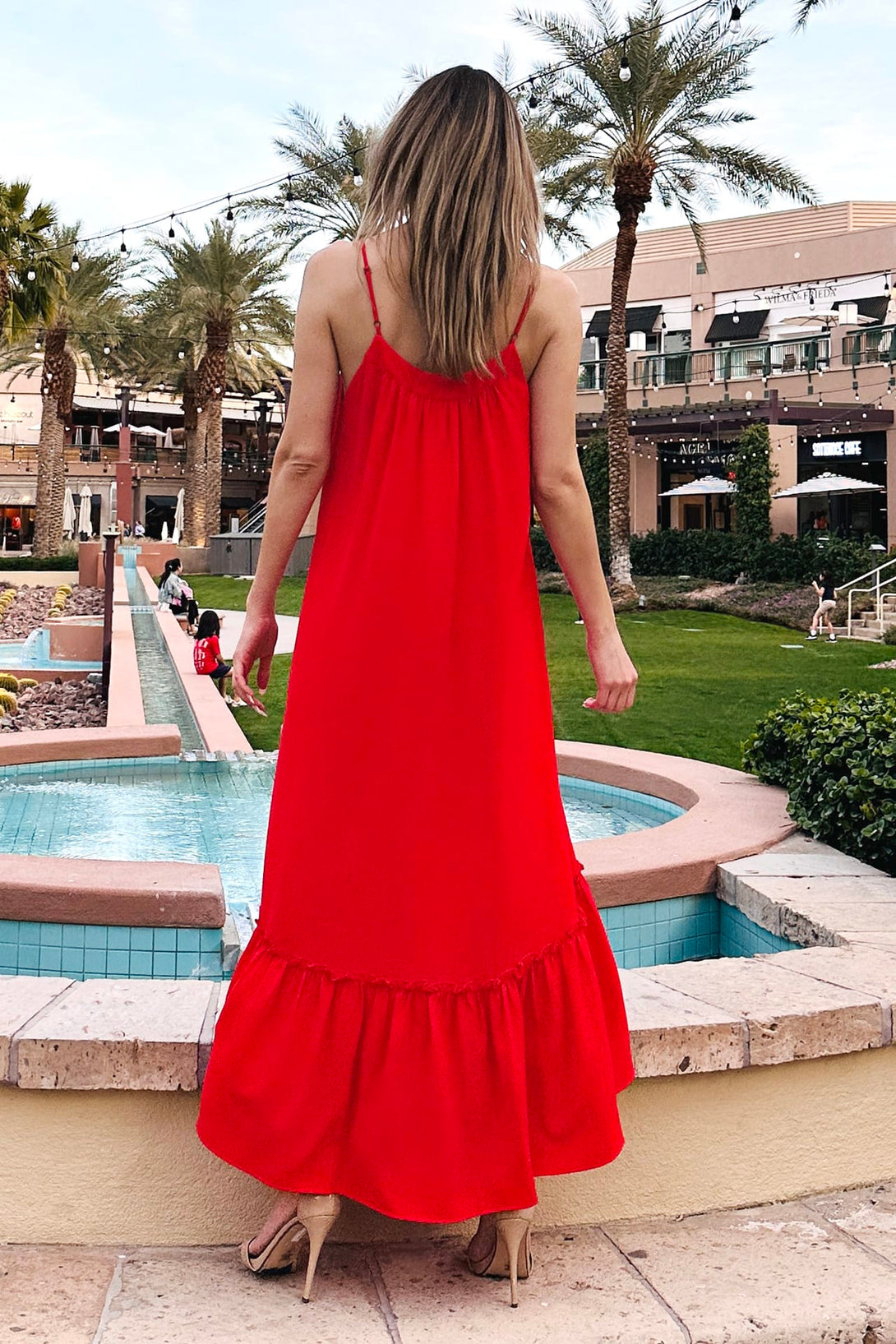   red maxi dress, long sleeve long dress, wedding guest maxi dress, Shahida Parides,