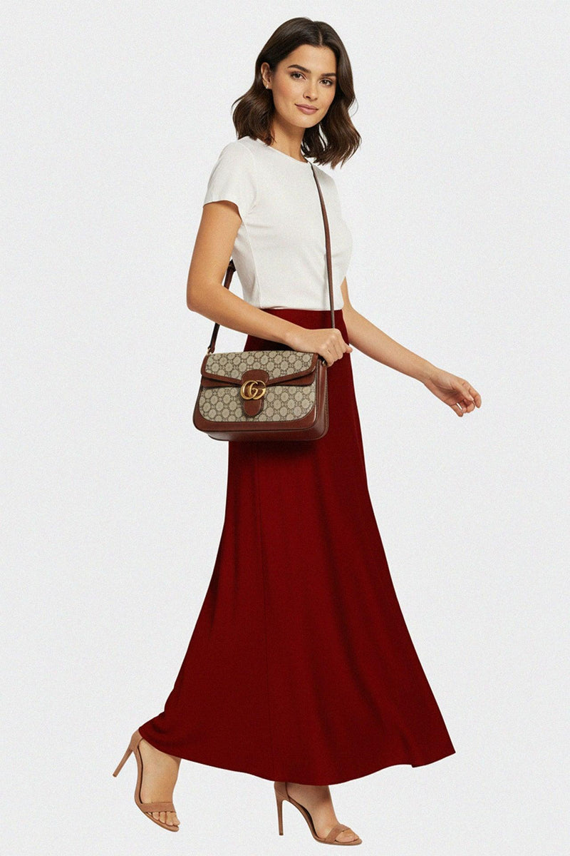 Designer Cranberry Juice Silk Maxi Skirt