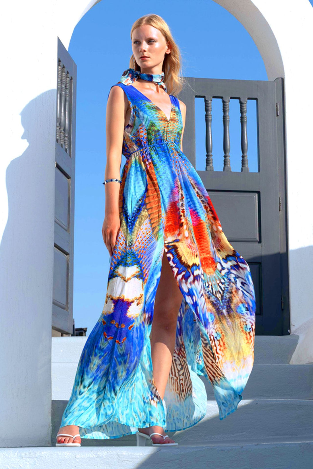 ladies flowy dresses Small-Medium Sleeveless Blue Maxi Dress