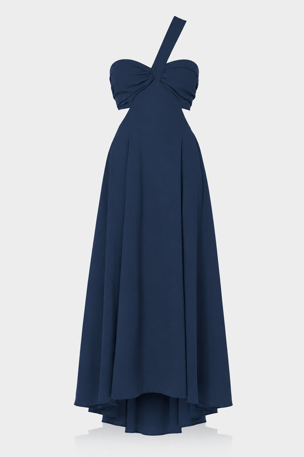navy summer dresses Midnight Cotton Maxi Dress With Pockets Alexander by Daymor 1281 fit silhouette crafted from prom dress to impress Variant:MD, White
