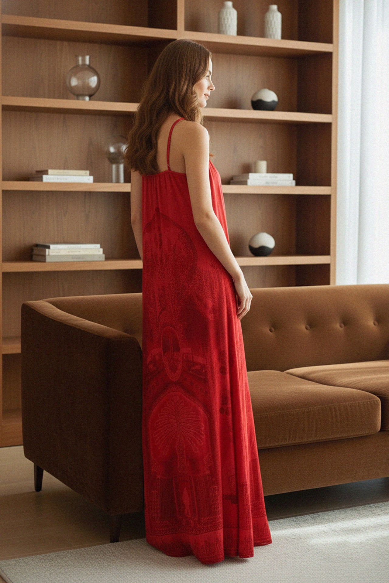 designer summer maxi dress S Summer Maxi Dress in Red