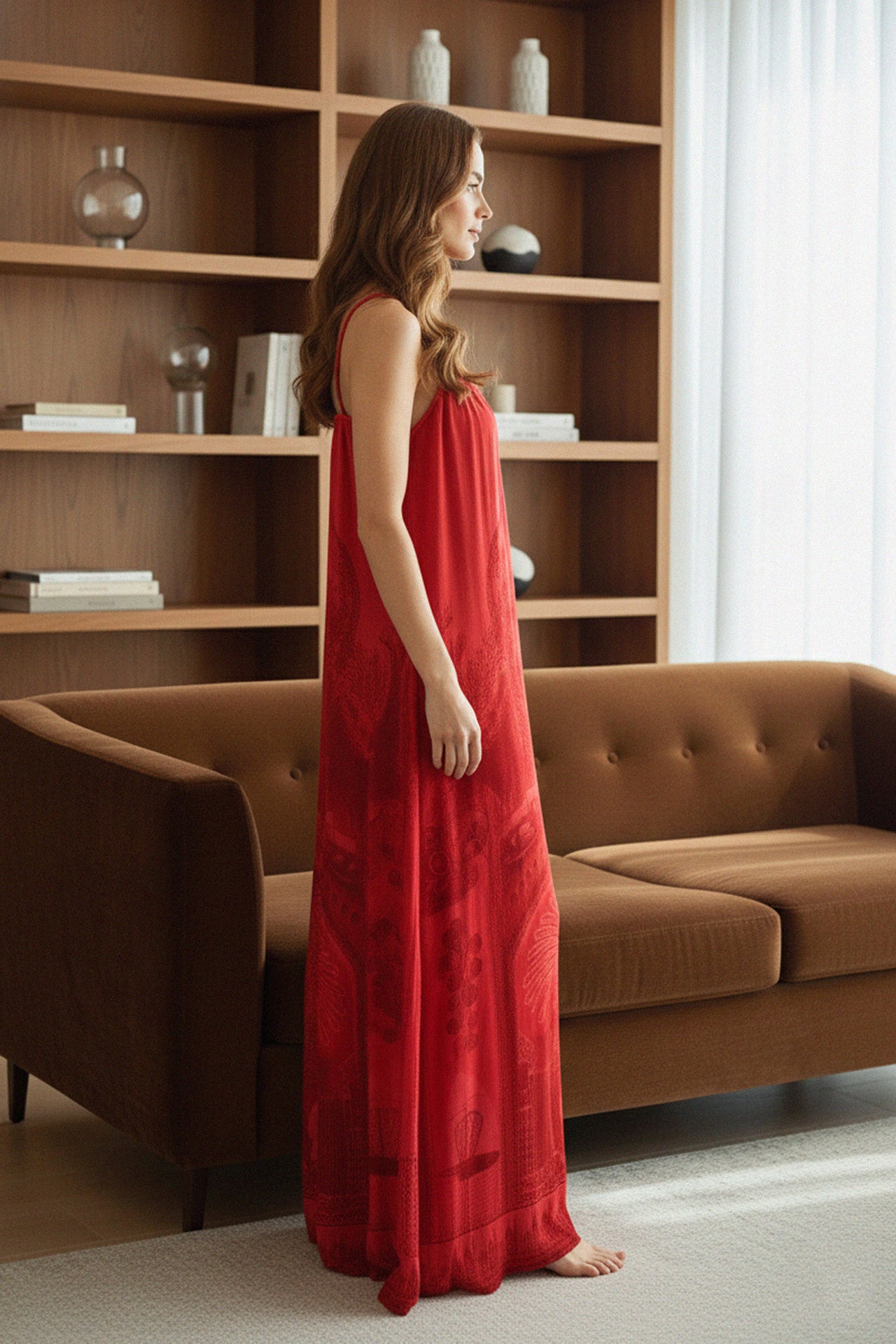 ladies red summer dress S Summer Maxi Dress in Red