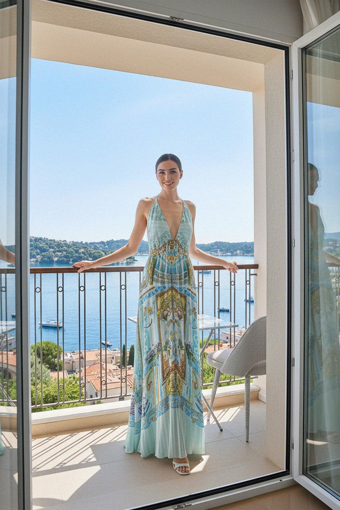 deep v neck maxi dress, asymmetrical dress, casual high low dress, Shahida Parides,