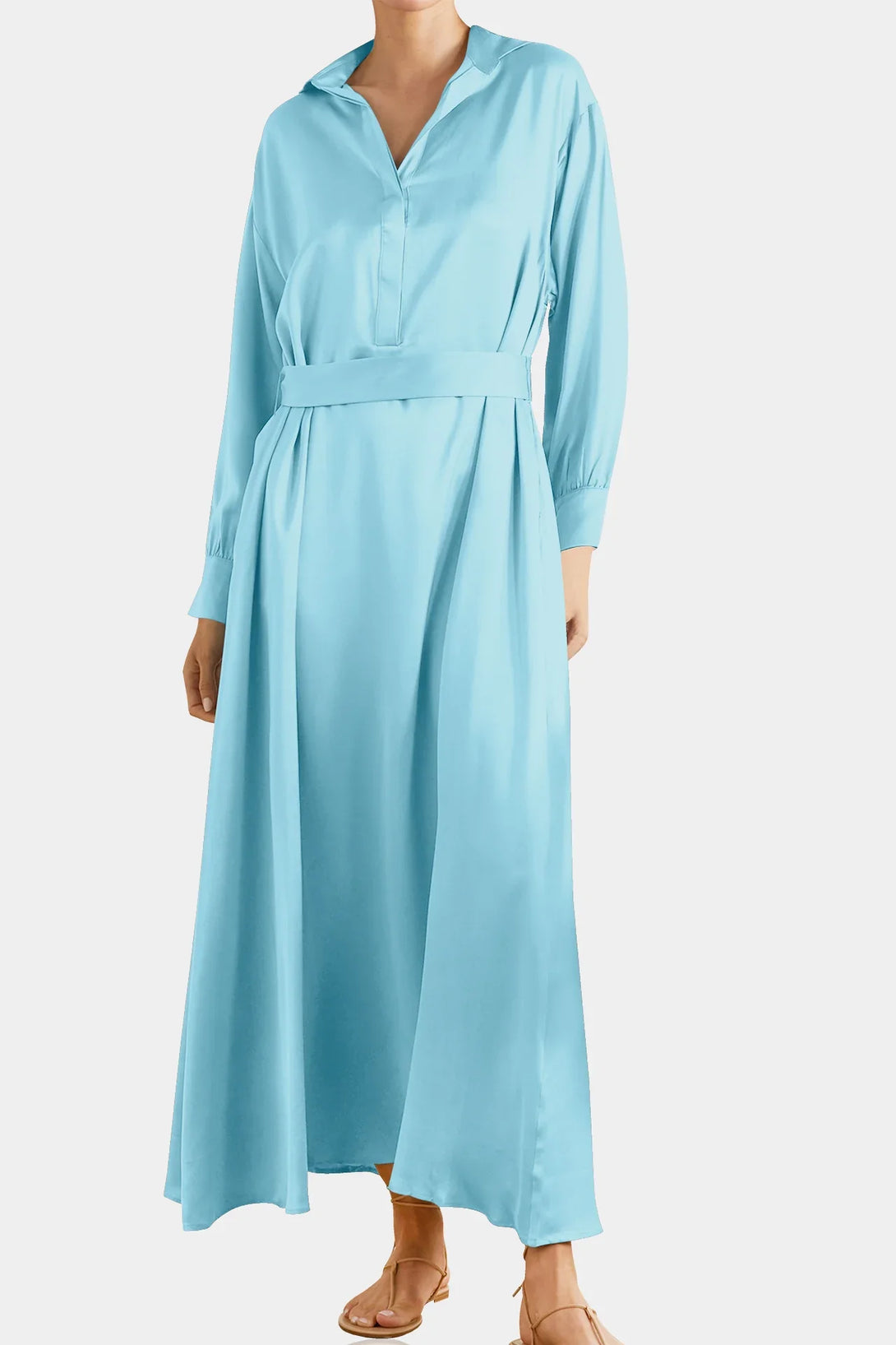 Shahida Parides, blue shirt dress womens, ladies long sleeve dress shirt, long button up dress,