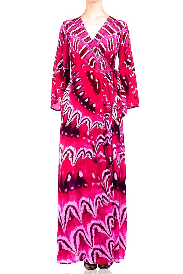 maxi womens wrap dress, Shahida Parides, plus size long sleeve wrap dress, long sleeve wrap,