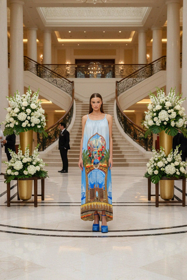 Long Western Dress in Blue