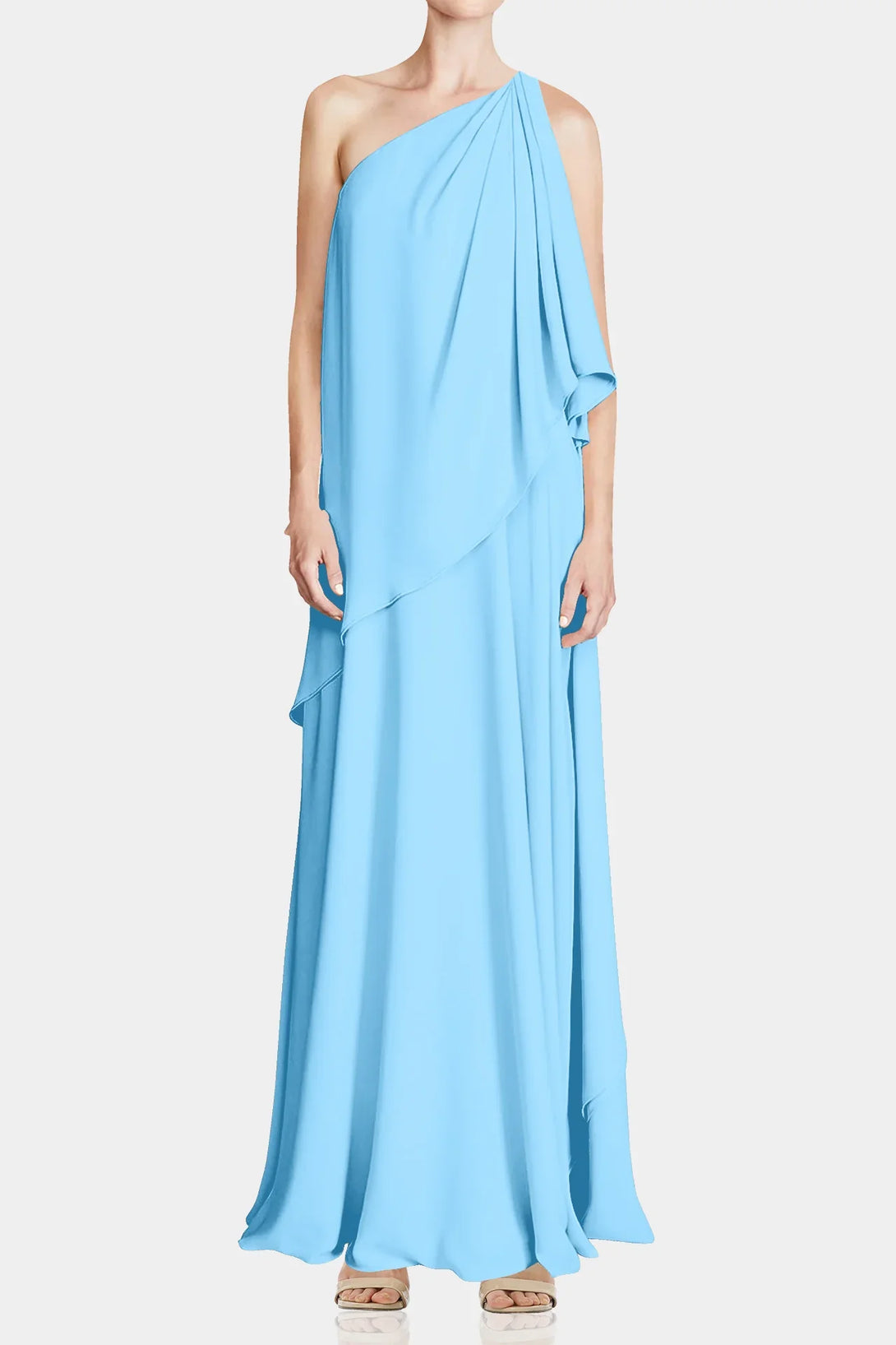 long flowy dresses, long blue prom dress, one shoulder homecoming dress, Shahida Parides,