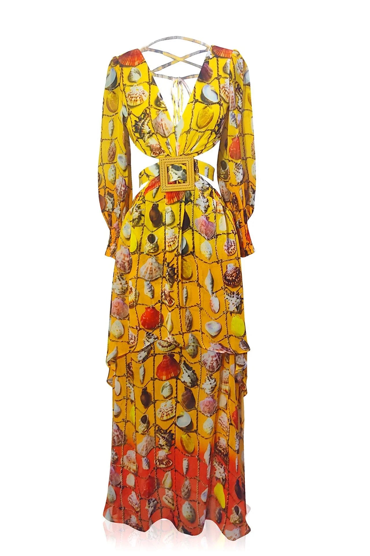 Designer Long Yellow Maxi Dress | Long Flowy Dresses | Shahida Parides