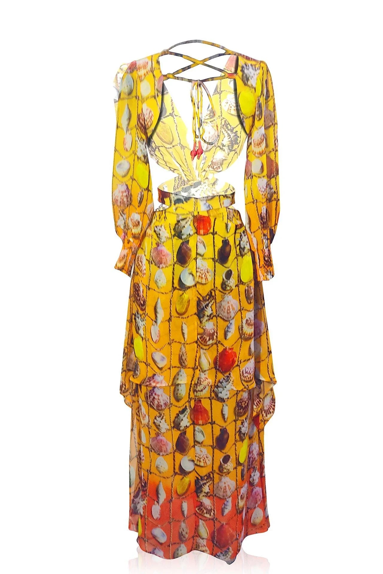 Designer Long Yellow Maxi Dress | Long Flowy Dresses | Shahida Parides