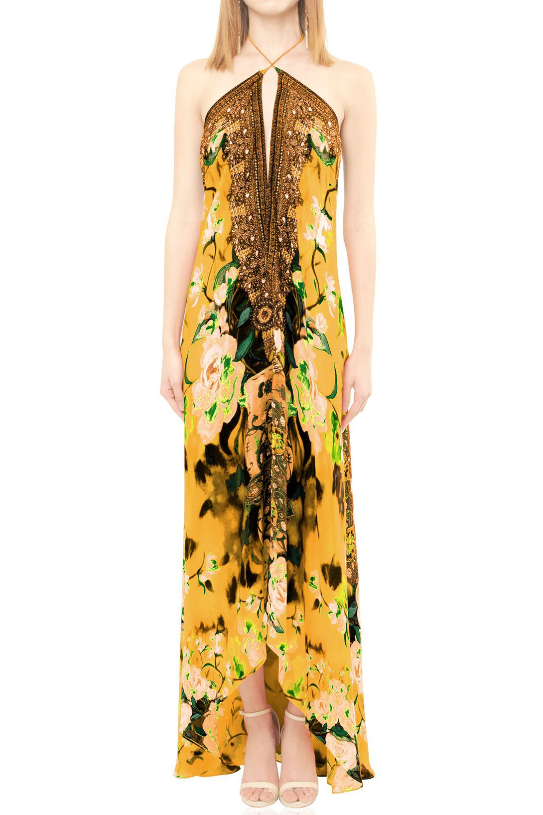  yellow maxi dress floral, long satin dress, Shahida Parides, plus size maxi dresses, flowy maxi dress,