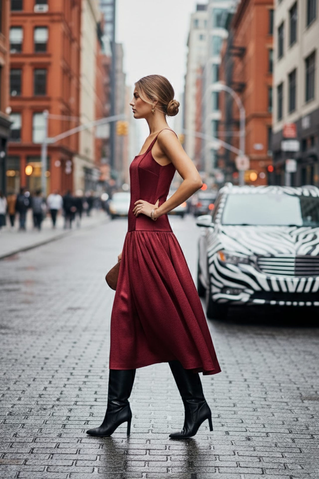 Chic Satin Sleeveless Midi Dress with Flared Hem - Shahida Parides Custom Chic Satin Sleeveless Midi Dress with Flared Hem - Shahida Parides Custom