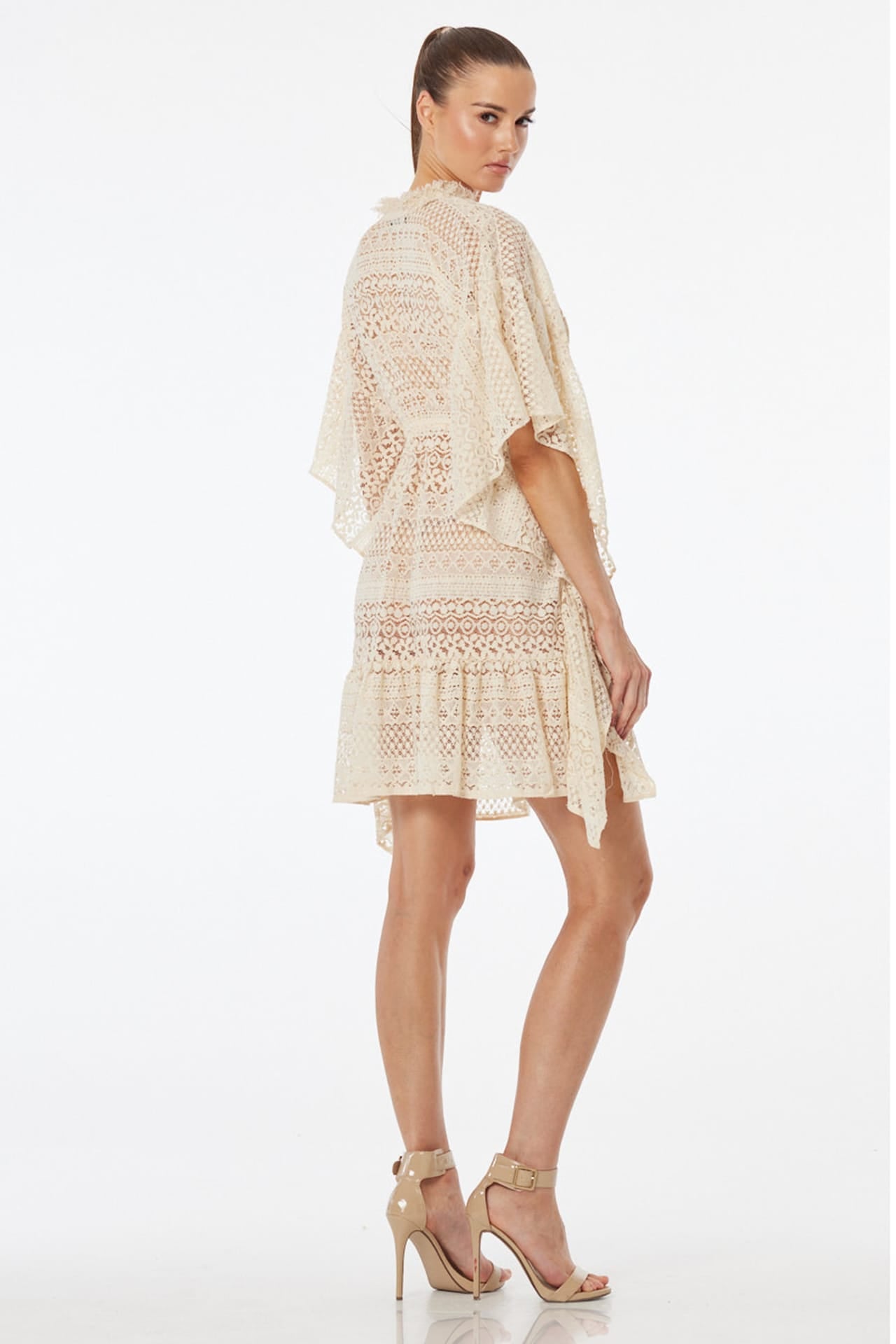 beige cover up dress S Ivory Lace Beach with Asymmetrical Hi-Low Hem for Luxury Resort wear Low Iron If Needed Color:Red as Picture W292025MonDay Black Mesh Mermaid Maxi