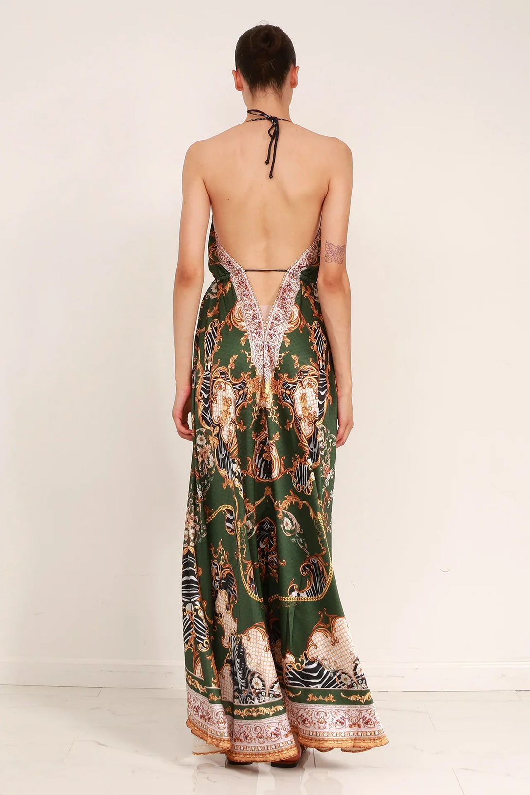 green maxi dress with neck scarf Long Cocktail Dresses | Maxi Dresses For Tall Women
