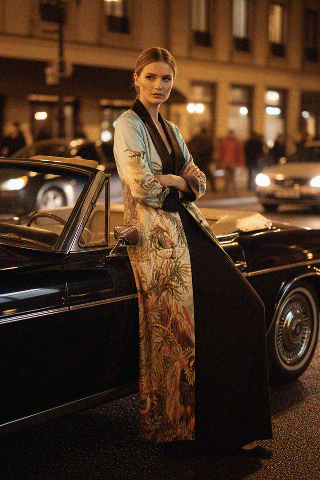 chic modern, fashion vibe, long silhouette, robe glamour, night city, shahida-kyle-richards, style icon, bold look