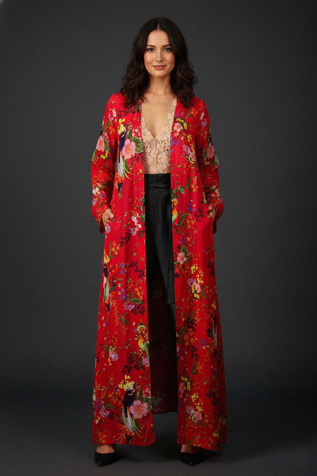 couture duster, elegant wrap, floral kimono, chic lounge, luxury robe, designer fashion, shahida-kyle-richards