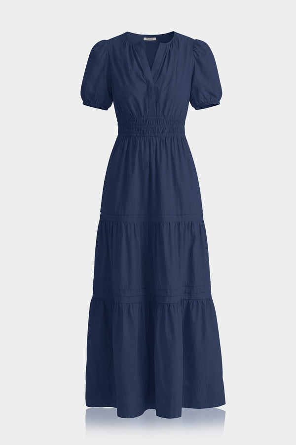 Standard / S Midnight Navy Cotton Maxi Dress With Pockets – Summer Day Dress