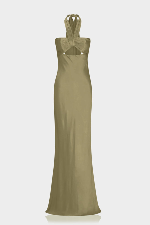 matte silk halter maxi dress Butterscotch Satin Bridesmaid Luxury Occasion Dress is designed for women who appreciate understated elegance with contemporary tailoring Matte Silk Halter Maxi Dress