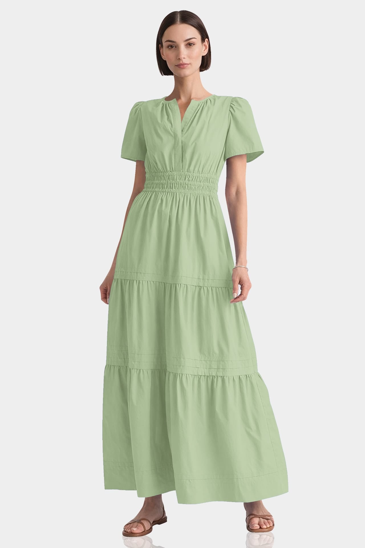 sage green vacation dress S Sage Floral Appliqu Mini Dress with Pockets