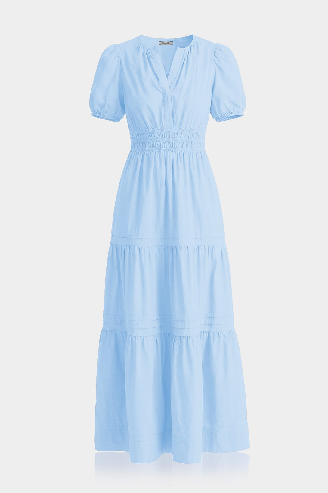 Standard / S Sky Blue Smocked Waist Cotton Dress – Cotton Resort Wear