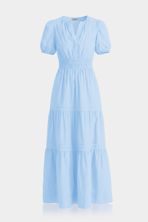 Standard / S Sky Blue Smocked Waist Cotton Dress – Cotton Resort Wear
