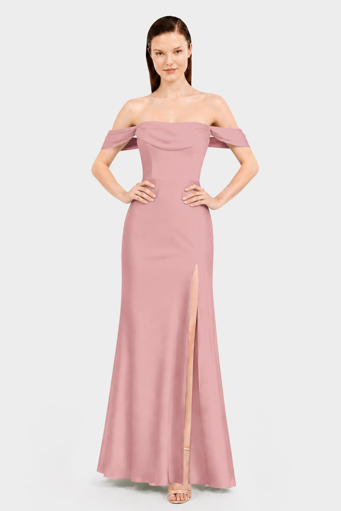 convertible maxi dress bridesmaid Infinite Strapless Open Back Satin Convertible Maxi Dress TAUPE / XS by Sugarlips