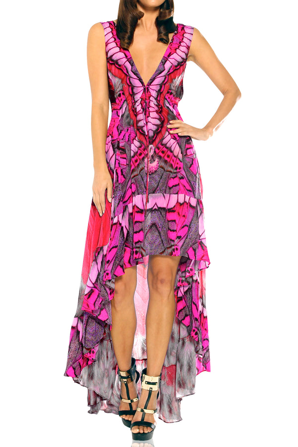  maxi hot pink dress, long summer dresses for women, Shahida Parides, asymmetrical dress formal,
