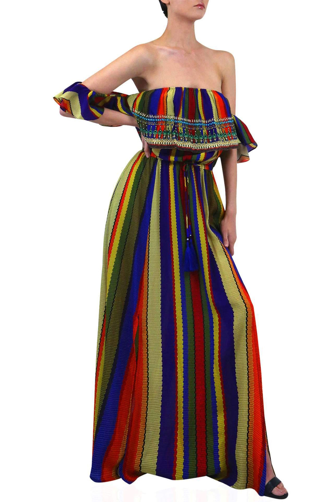  multicolor plus size dress, plus size off the shoulder dress, Shahida Parides, plus size maxi dresses,
