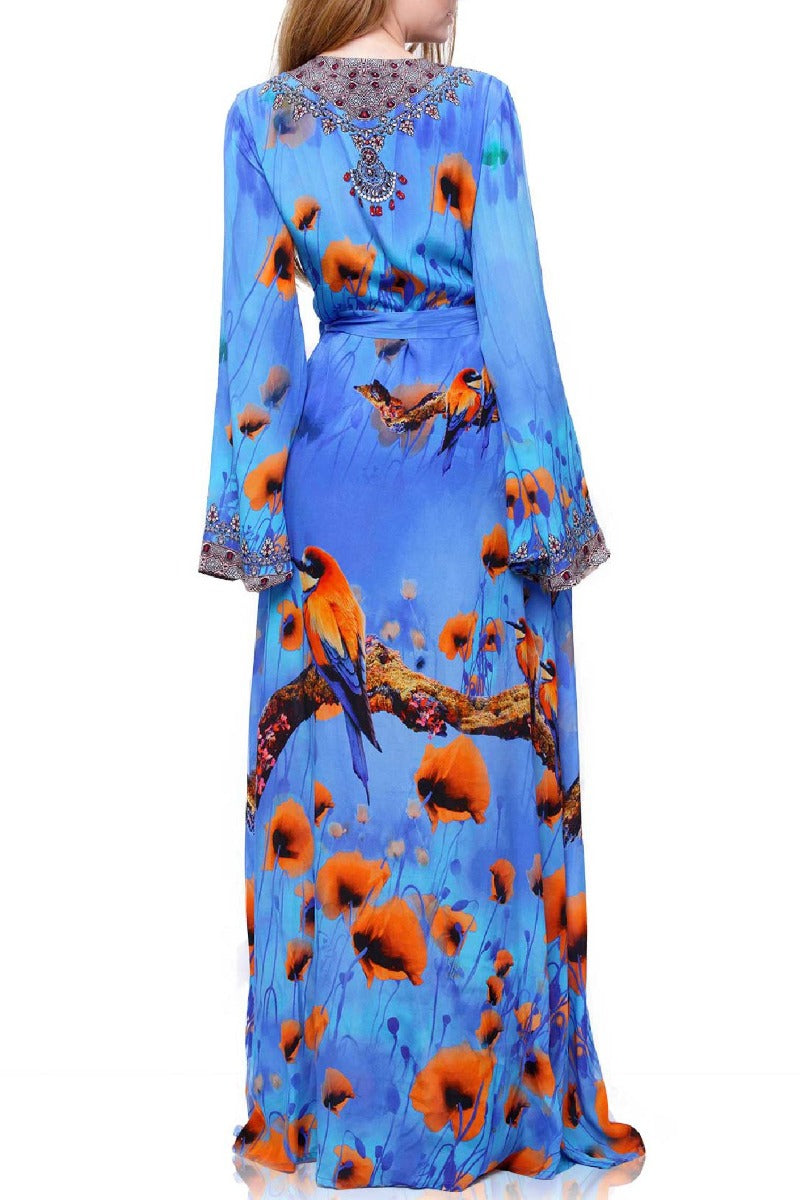  wrap dress maxi long sleeve, Shahida Parides, womens wrap maxi dress, long silk wrap dress,