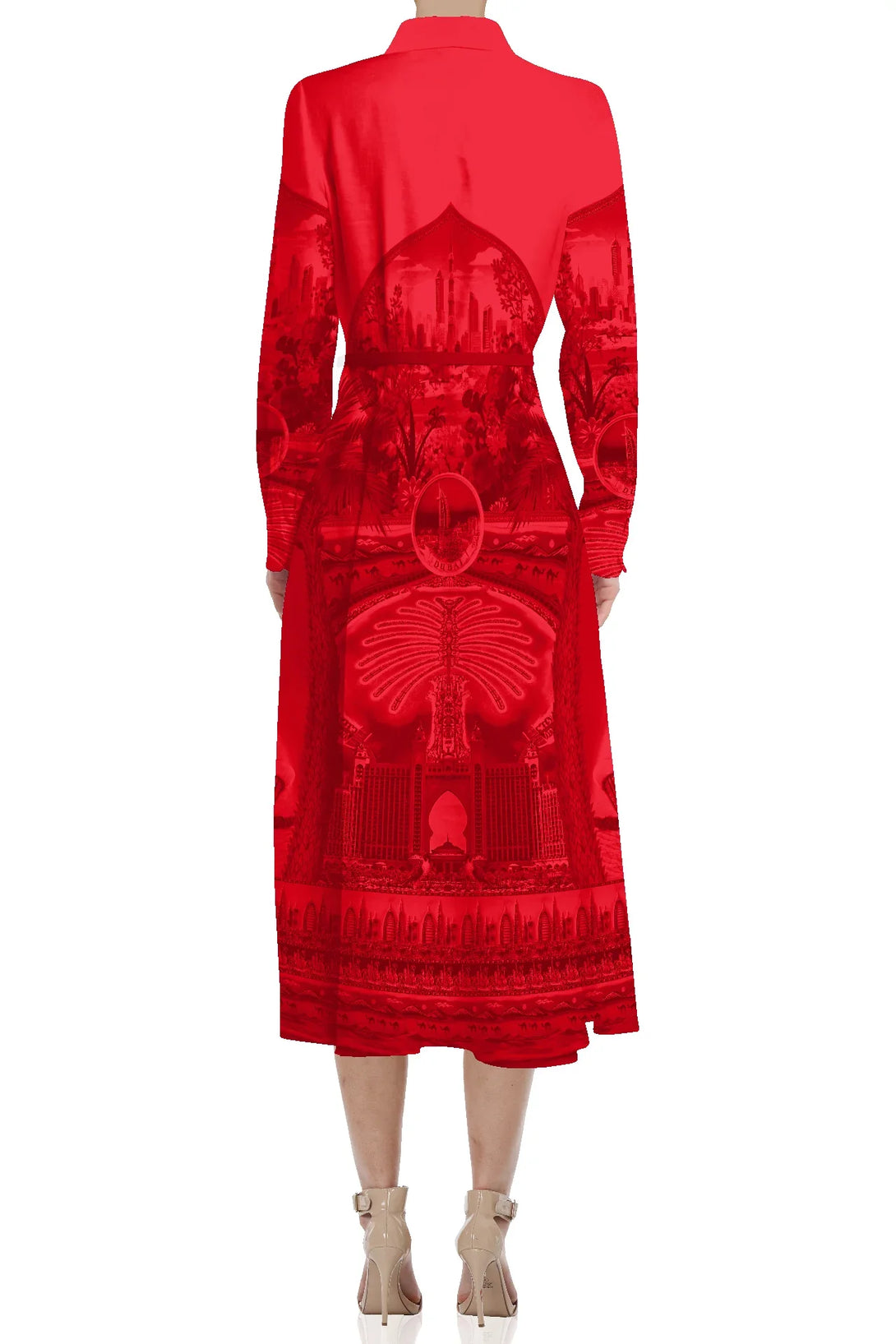 Midi shirt dress women midi shirt dress red button up shirt dress Shahida Parides elegant belted design perfect for casual or evening fashion