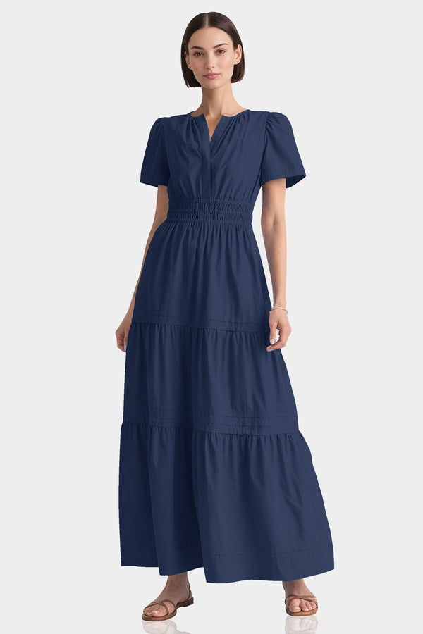Midnight Navy Cotton Maxi Dress With Pockets