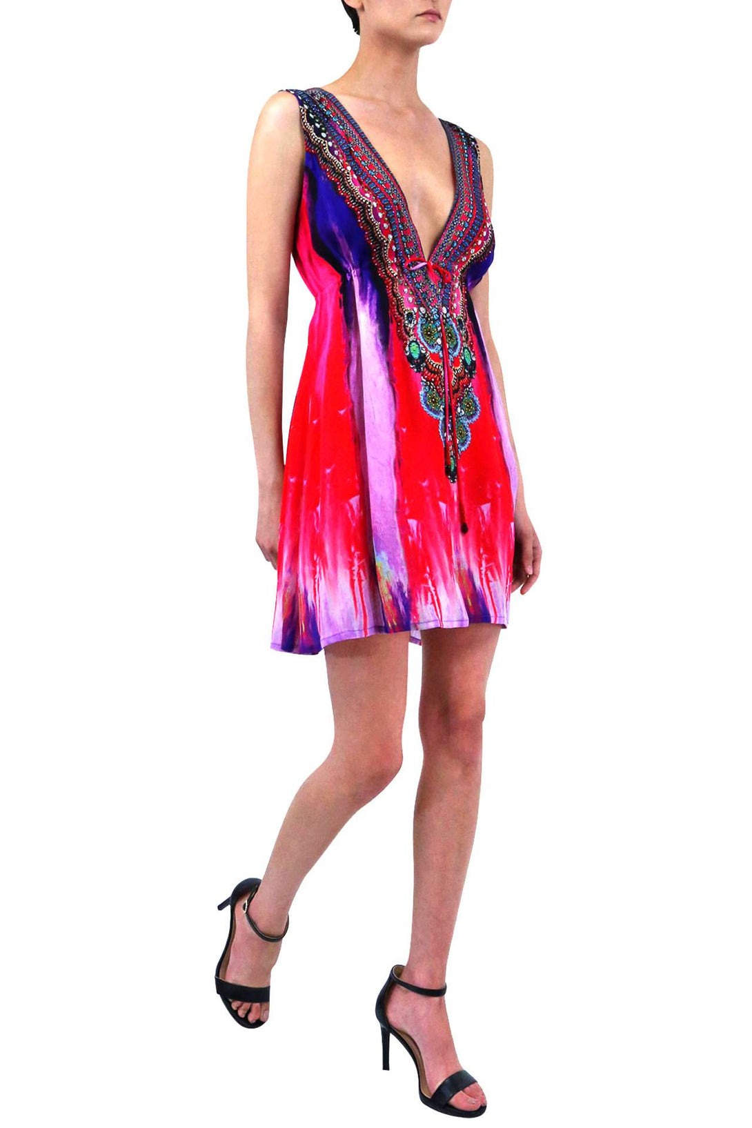  dark purple mini dress, short sleeveless summer dresses,Shahida Parides, mini frock for women,