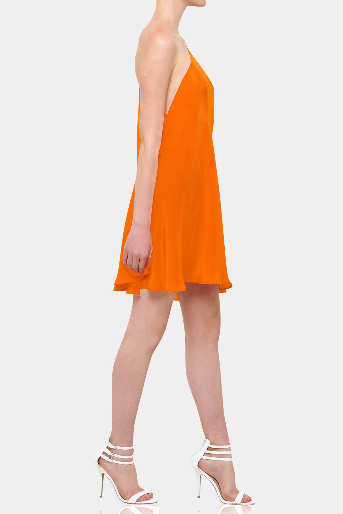  short dress orange, short frock for women party wear, Shahida Parides, sleeveless short dress,