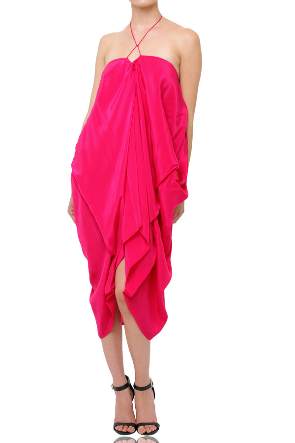hot pink mini dress, luxury kaftan, Shahida Parides, sleeveless mini dress, sexy short dresses,