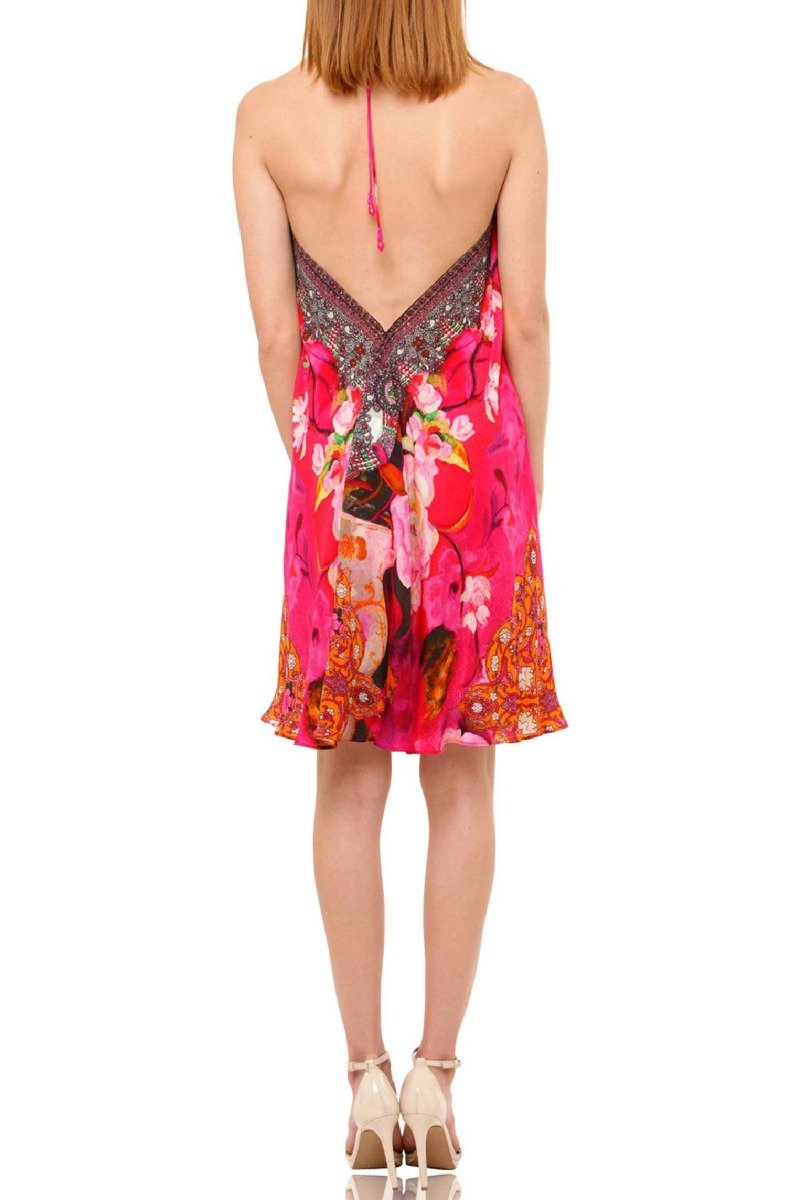  hot pink mini dress, Shahida Parides, cute mini dresses, short sleeveless summer dresses,