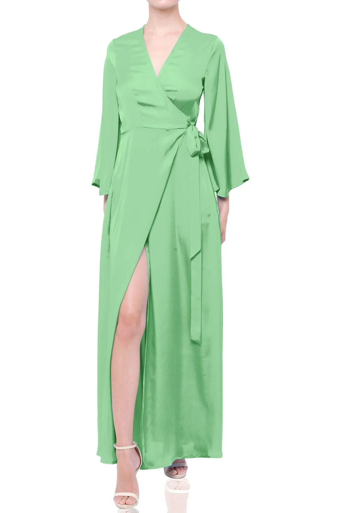 Mint Green Silk Wrap Dress