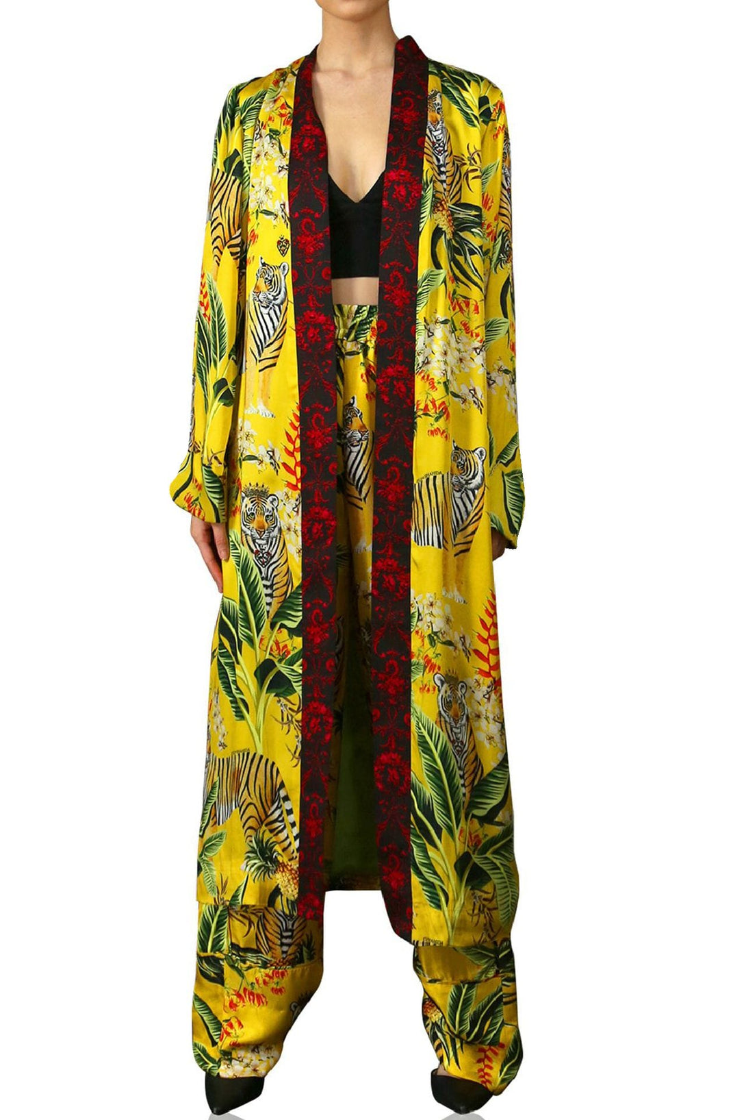Yellow Silk Robe Yellow Floral Cupro Silk Robe | Kyle x Shahida Luxe Robe – Shahida Parides
