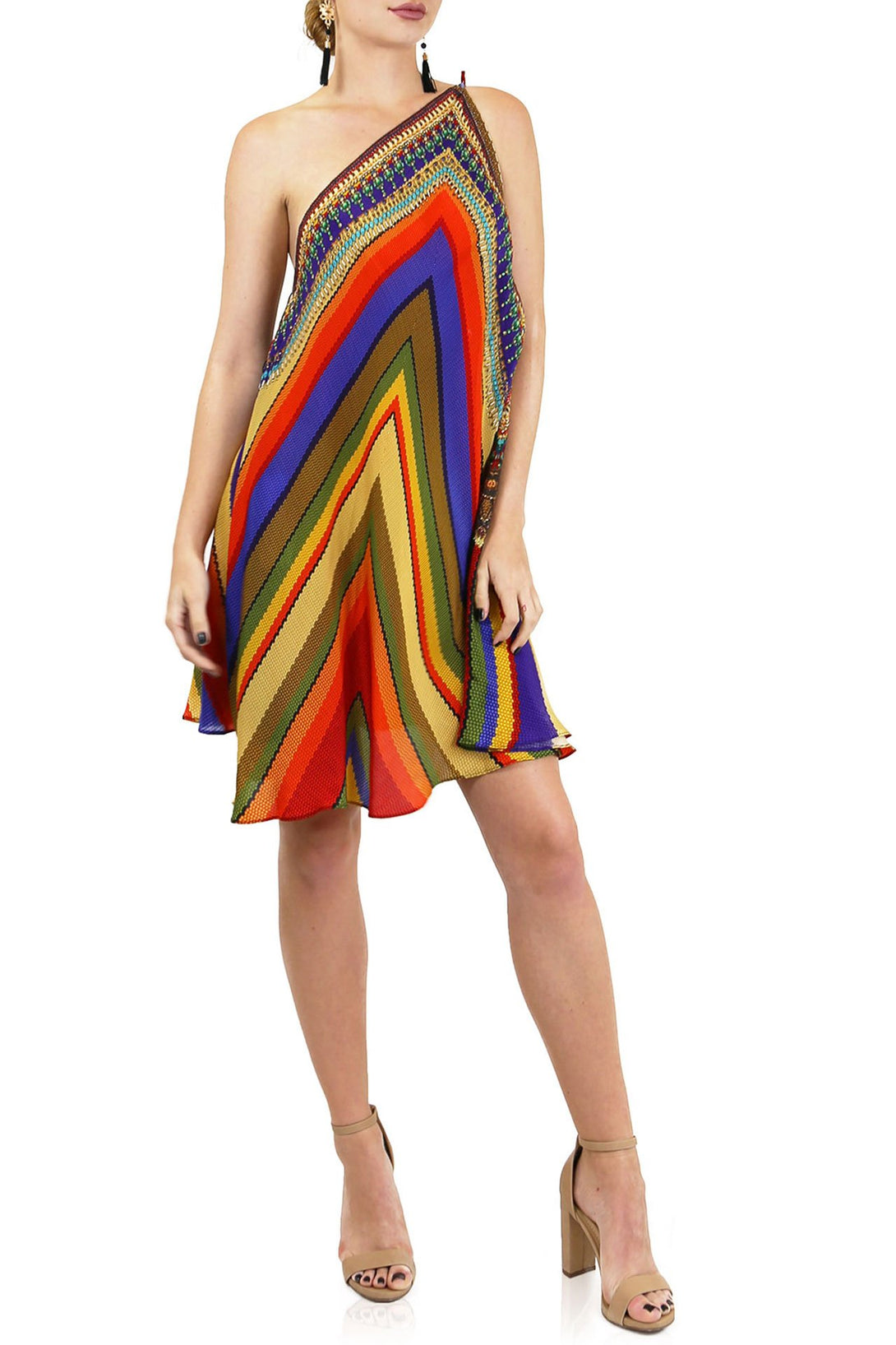  multi colour dress, Shahida Parides, cute mini dresses, short sleeveless summer dresses,