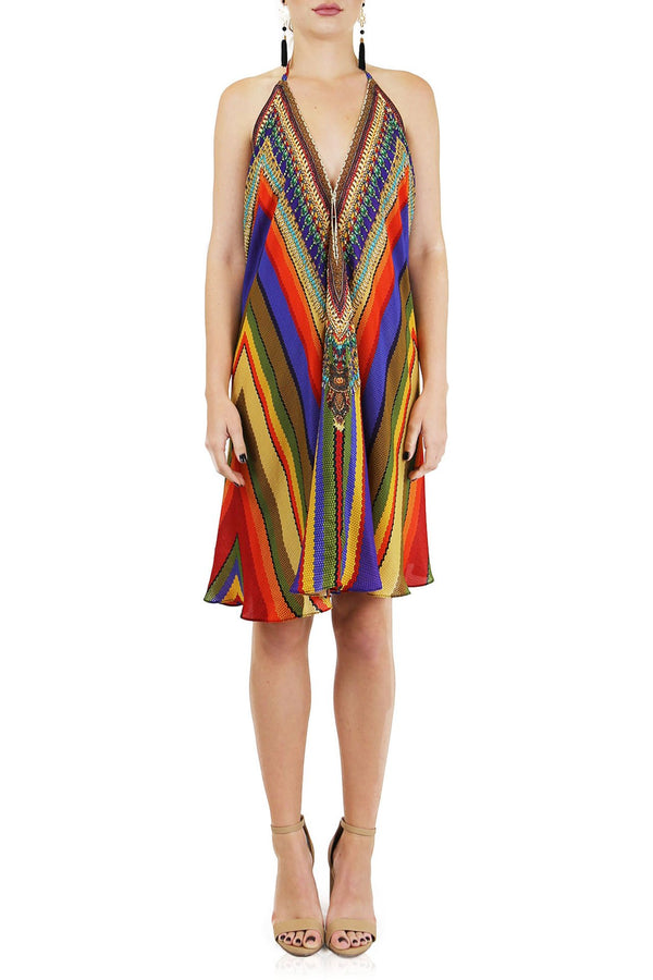  multicolor dress, Shahida Parides, sexy short dresses, short sleeveless dress,