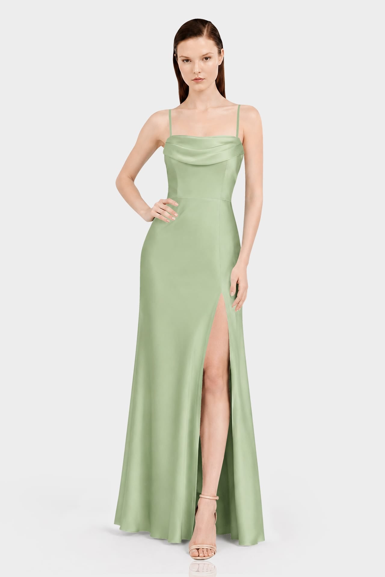 satin multiway bridesmaid dress M Luxury Sage Maxi for Garden Weddings – Romantic Gown waist band to floor size_xs/s Lace Bridesmaid Dresses & Size For Kids:8y