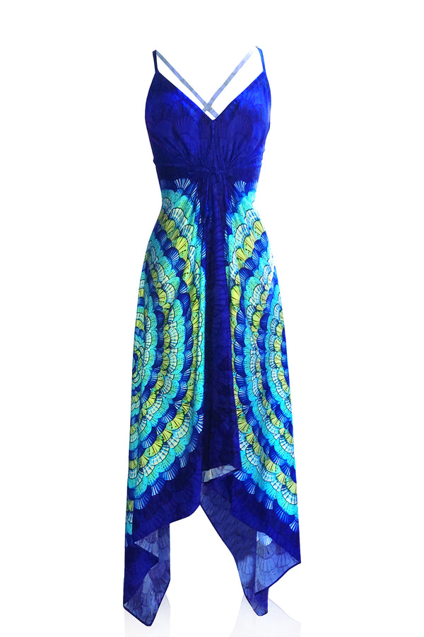 "royal blue cocktail dress" "Shahida Parides" "asymmetrical midi dress" "maxi chiffon scarf"