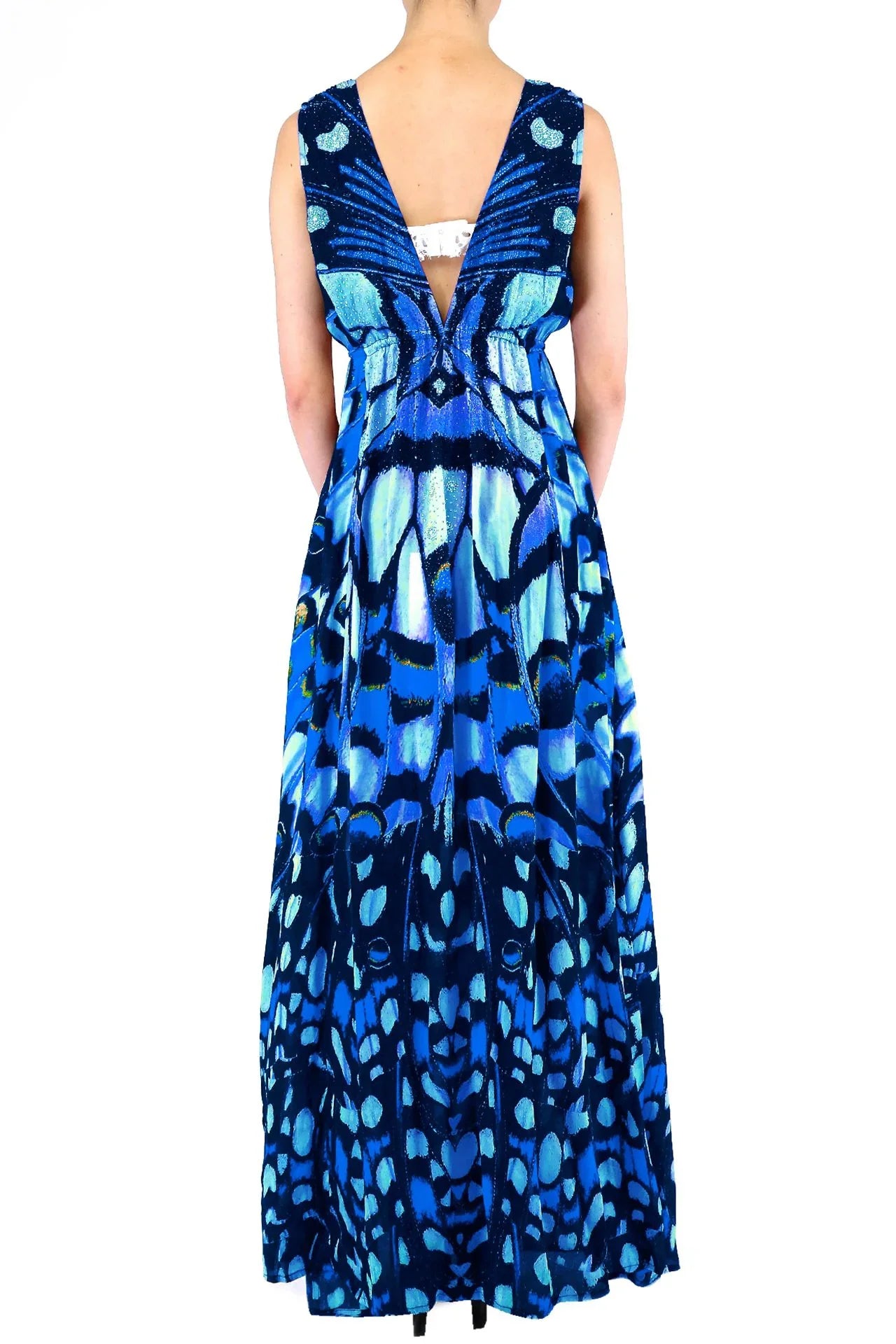 Long Blue Dress with Draping main image 1