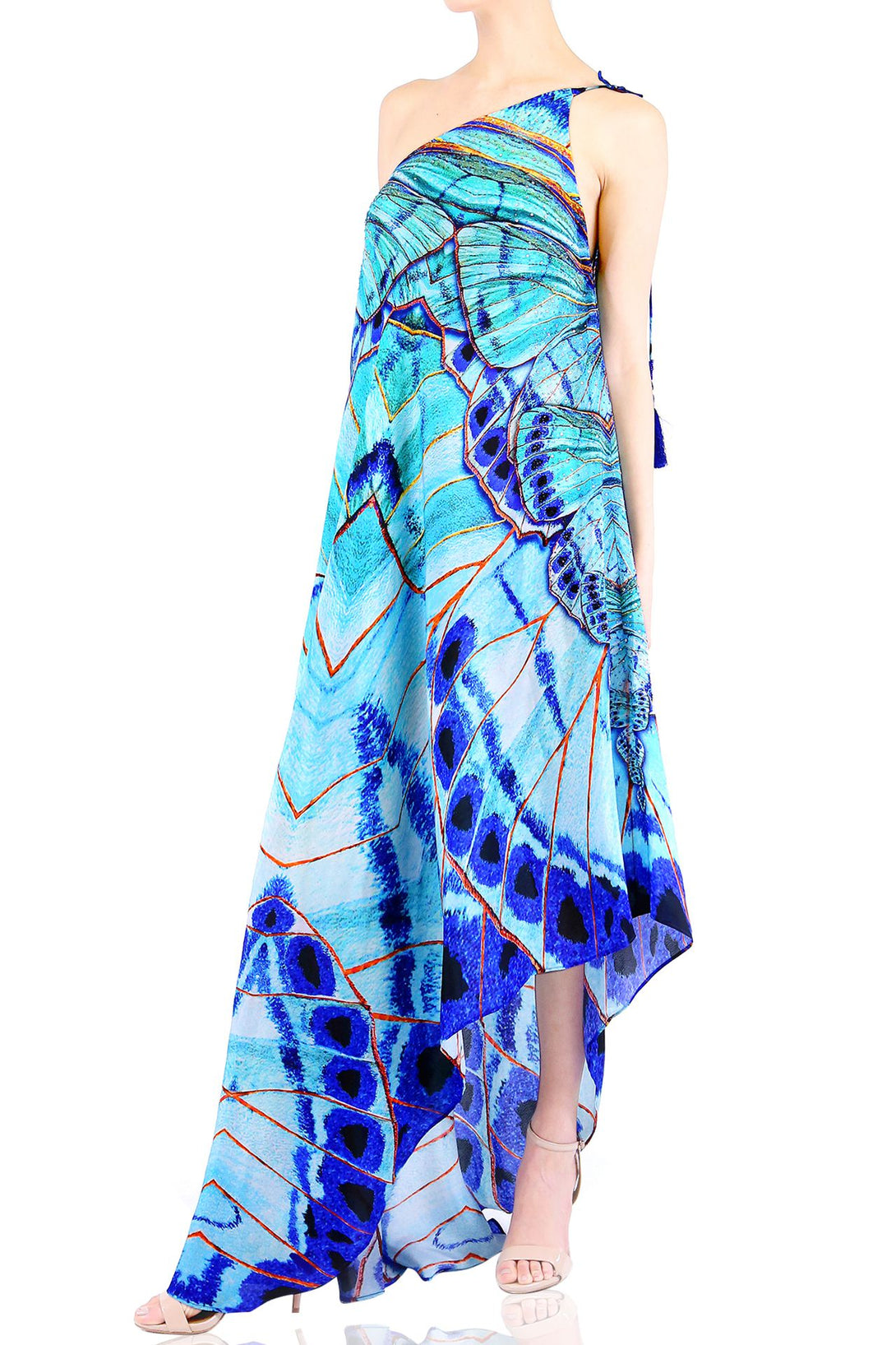  long blue formal dresses, formal dresses for women, Shahida Parides, plunging neckline cocktail dress,