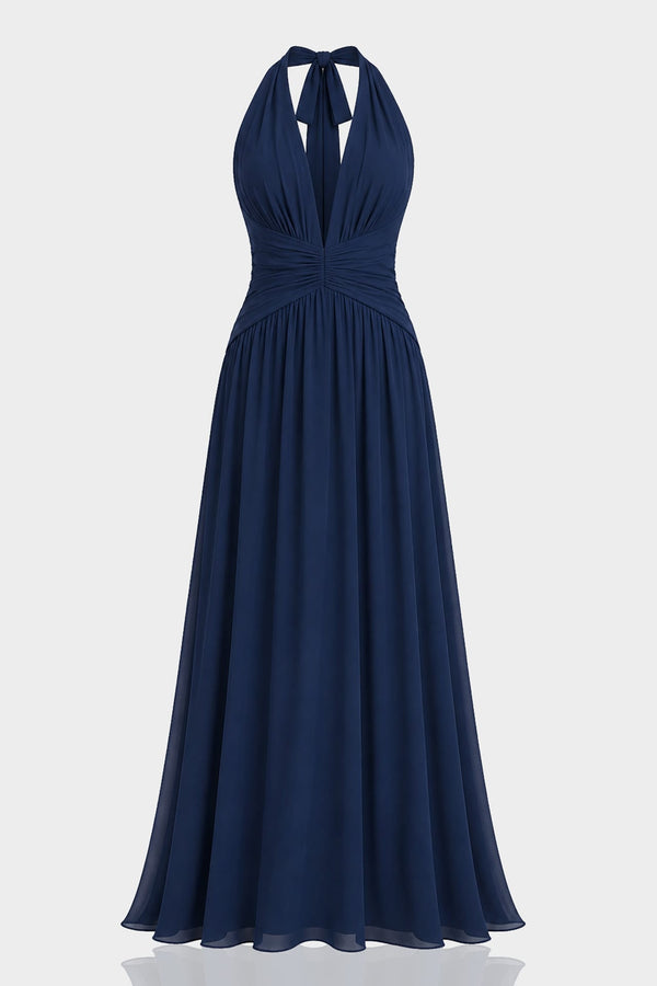 formal blue maxi dress Navy Satin Halter Satin dress Size:12-L flowy spring dress Damian gingham Baby Blue Pleated Strapless fuller skirt allows room