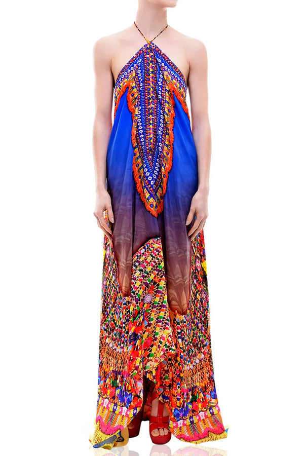  royal blue long dress, long silk dress, Shahida Parides, halter maxi dress, long flowy dresses,