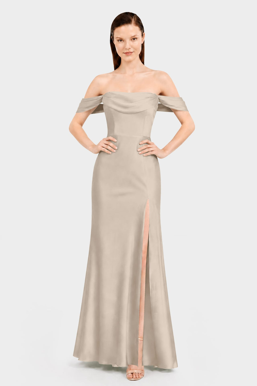 Taupe Satin Bridesmaid Dress