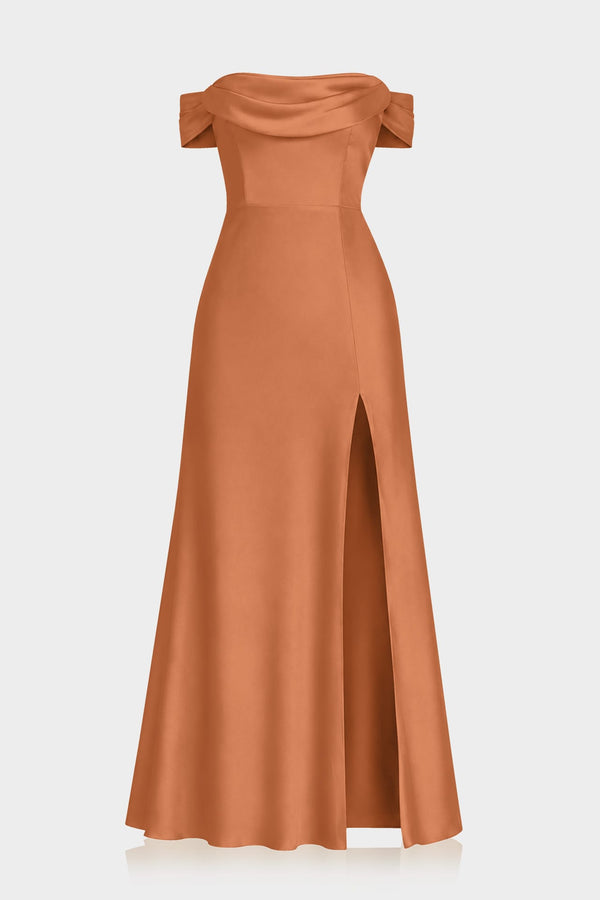 S Luxury Sienna Matte Satin Convertible Bridesmaid Maxi Dress – High Slit Evening Gown